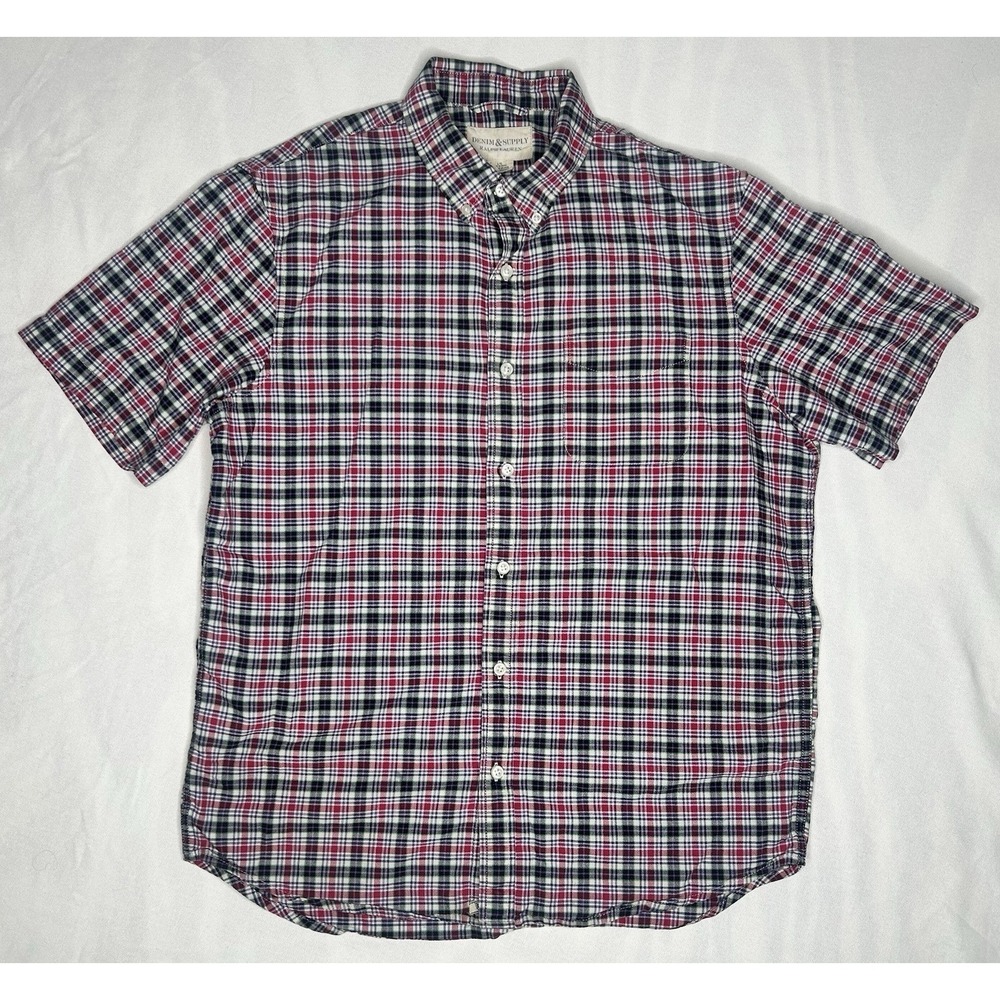 Ralph Lauren Shirt Mens Large Red White Blue Plaid Denim & Supply Button Up